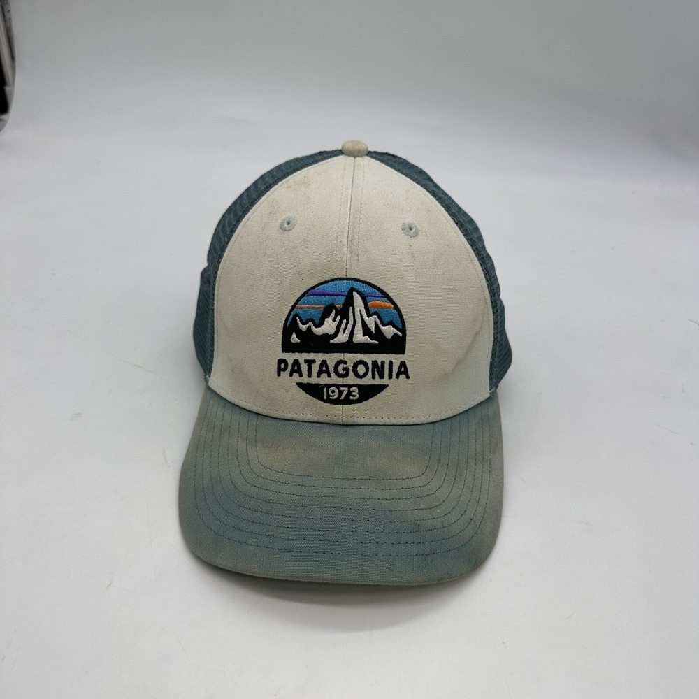 Patagonia Logo Hat Blue Mesh Trucker Cap Adjustable Snapback Baseball Mens